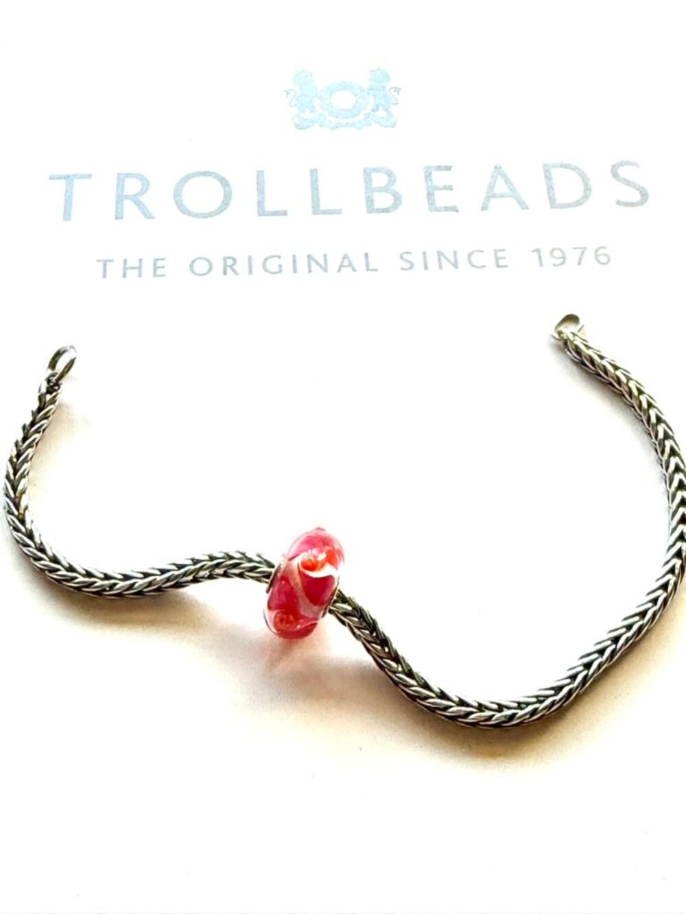 Trollbeads OOAK Unique Bead - Pink & Orange Pinwheel on Light Pink